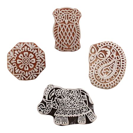 Set of 4 Piece New Mix Wooden Printing Block